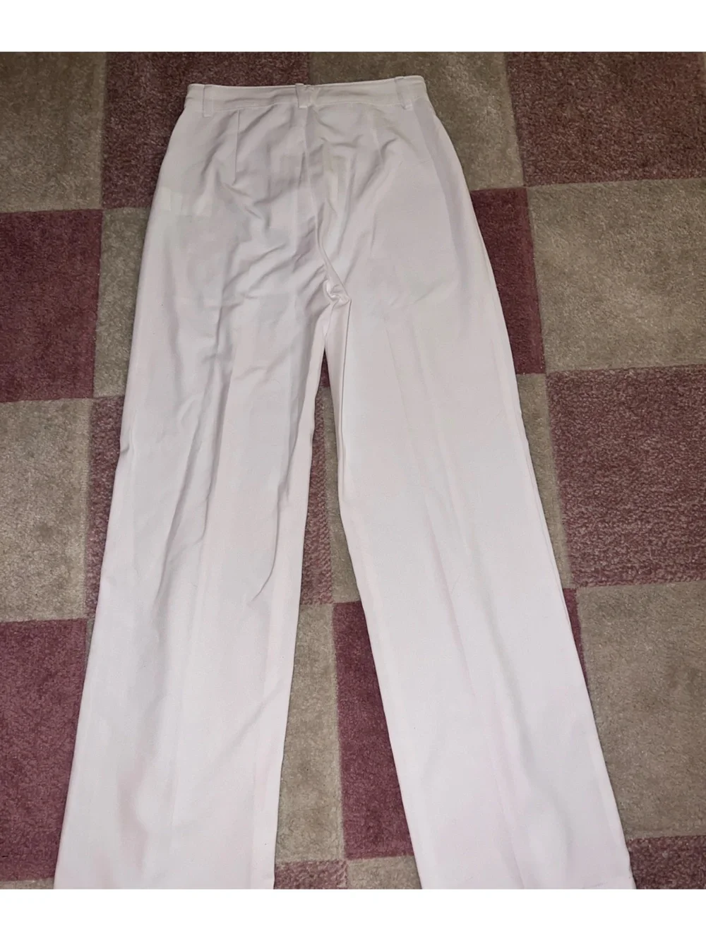 Pull&Bear White Pleated Straight-Leg Dress Pants